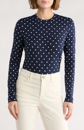 Brooks Brothers Polka Dot Long Sleeve Top in Navy/White at Nordstrom Rack, Size Small