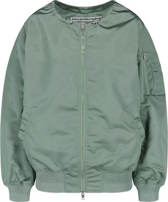 Alexander Wang Green Drawstring Collar Bomber Jacket