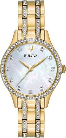 Bulova Crystal / Dress Womens Gold Watch 98X119 Stainless Steel - One Size