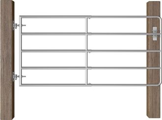 vidaXL Cancello Da Giardino In Acciaio Zincato A 5 Sbarre Con Fermo Argento Varie Dimensioni Dimensioni : (95-170) X 90 Cm
