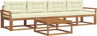 vidaXL Conjunto De Sof&aacute;s De Exterior 5 Uds. Natural Y Crema Vidaxl