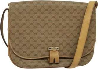 Gucci Pre-owned Leather gucci-bags - Dames - Vintage Schoudertas - Beige - ONE Size - Leer - Vintage