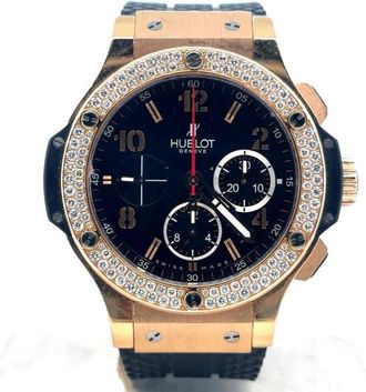 Hublot Pre-owned Hublot Big Bang Chronograph Diamond Black Dial Mens Watch 341.PX.130.RX.114