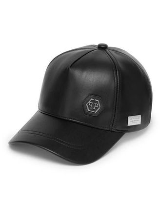 Philipp Plein Eco Leather Cap Hexagon Unisex in Black at Nordstrom, Size 00