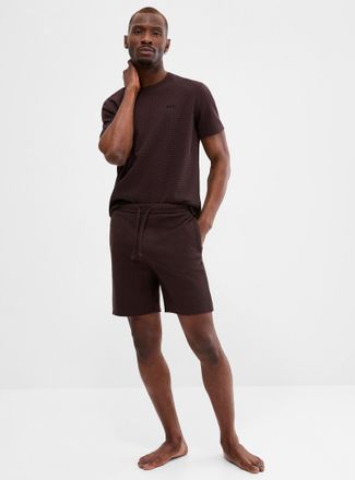 BOSS Mens Solid waffle pyjama short
