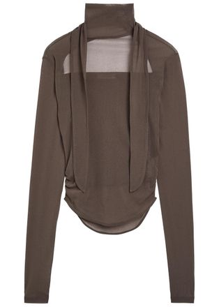 Christophe Lemaire Ballerina Scarf Mesh top - Brown - Xxs (UK4 / Xxs)