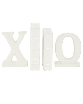 CosmoLiving by Cosmopolitan Cosmoliving By Cosmopolitan Set Of 4 X And O White Ceramic Sculpture