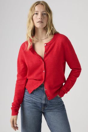 Levi's C&aacute;rdigan Supersoft de cuello redondo - Mujer - XS - Rojo / True Red Cotton Blend