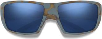 Smith Guides Choice 62mm Polarized Oversize Wraparound Sunglasses in Flint /Tarmac Tortoise /Blue at Nordstrom