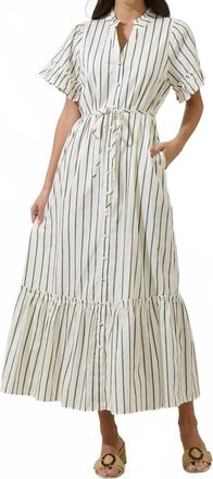 Sugarlips Kamara Striped Alna Button Up Midi Dress In Marshmallow