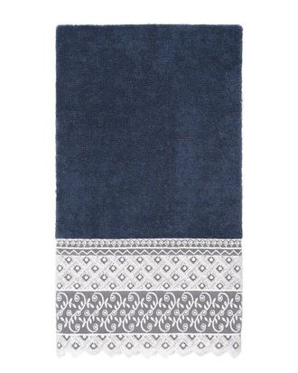 Linum Home Textiles 100% Turkish Cotton Aiden White Lace Embellished Bath Towel
