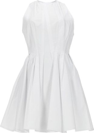 Sportmax Sleeveless White Mini Dress With Flared Pleated Skirt