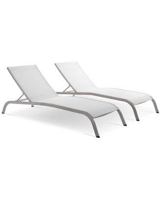 ModWay Dnu/Unprofitablemodway Set Of 2 Savannah Outdoor Patio Mesh Chaise Loungers