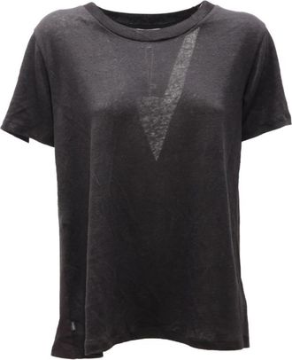 Woolrich Gemengd Linnen Katoen T-shirt Zwart - Dames - T-shirts - Zwart - S - Katoen - Tops