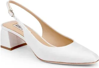 Badgley Mischka Oaklee Block Heel Slingback Pump in Ivory Silk at Nordstrom, Size 10