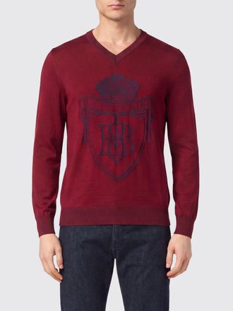 Billionaire Boys Club Wool and Silk V-Neck Jumper with Jacquard Crest