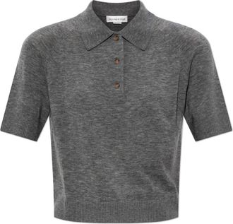 Victoria Beckham Polo Top - Dames - V-hals truien - Grijs - L - Wol - Truien & Vesten