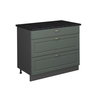 Vicco Mueble Bajo De Cocina Fame-line, Verde Dorado Casa De Campo/antracita, 100 Cm, Et Antracita, Vicco