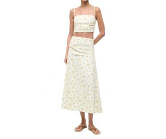 Staud Lorenzo Sleeveless Cropped Top In Meringue Ditsy