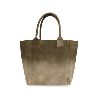 Isabel Marant Embroidered Logo Cotton Tote Bag - Green