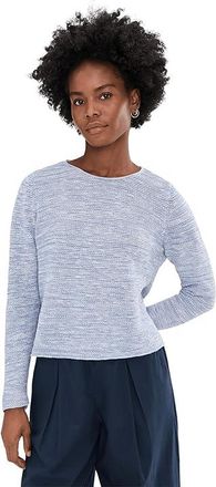 Eileen Fisher Petite Organic Linen Cotton Slub Crew Neck Sweater Womens Sweater Haze : PM, Cotton/Linen