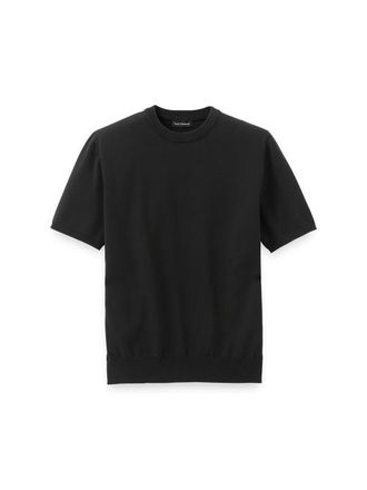 Paul Fredrick Supima Cotton Crew Neck Sweater in Black at Nordstrom, Size Xx-Large