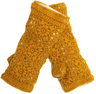 Nirvanna Designs Flower Crochet Handwarmers in Honey at Nordstrom