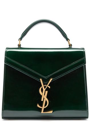Saint Laurent Cassandra Patent Leather top Handle bag - Dark Green - One Size