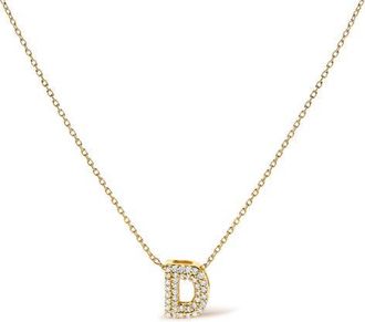 House of Brilliance 10K Gold Diamond Accent A-Z Initial Bubble Pendant Necklace in Yellow | D at Nordstrom