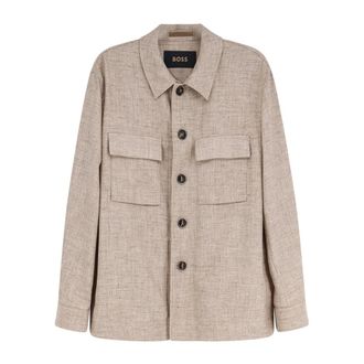 HUGO BOSS Hugo, Light Jackets, male, Beige, Size: 2XL Light Jacket