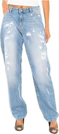 Armani Jeans Gescheurde Jeans Rechte Snit - Dames - Regular Fit Jeans - Blauw - W27 - Katoen - Jeans