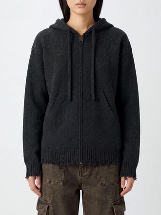 Uma Wang Felpa con cappuccio e zip in puro cashmere con tasca a marsupio