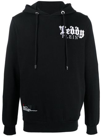 Philipp Plein embroidered teddy-print hoodie - men - Cotton/Polyester - M - Black
