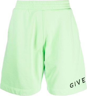 Givenchy logo-print track shorts - men - Cotton/Cotton - M - Green