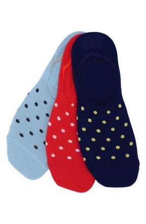 Lorenzo Uomo 3-Pack Polka Dot No-Show Socks in Blue/Red/Black at Nordstrom Rack
