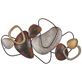 Beliani Beliani - Decoraci&oacute;n De Pared De Metal Marr&oacute;n Dorado Lat&oacute;n 88 X 50 Cm Geom&eacute;trico Cobalt