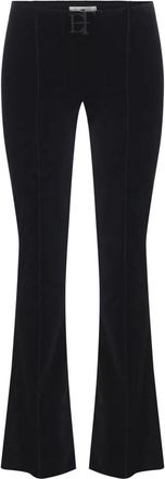 Elisabetta Franchi Fluwelen Broek - Dames - Wijde Broeken - Zwart - M - Katoen - Broeken