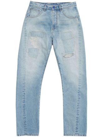Marcelo Burlon bleached straight-leg jeans - men - Polyester/Cotton/Cotton/Polyester - 30 - Blue