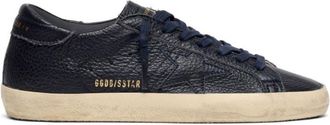Golden Goose Navy Blue Super-Star Sneakers