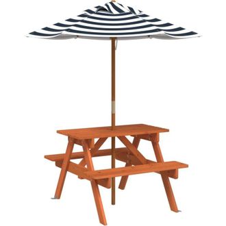 vidaXL Mesa De Picnic Para 4 Ni&ntilde;os Agujero Para Sombrilla Madera Abeto Vidaxl