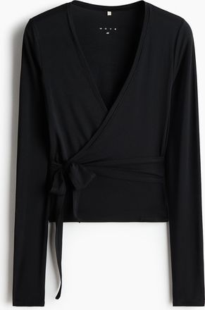 H&M Sportshirt im Wickelschnitt aus Modal - Schwarz