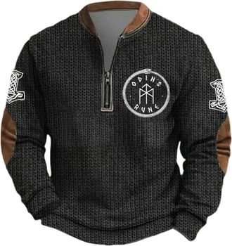 Generic Oversize Sweatshirt Mens Half Zip Norwegian Pullover Mens Elegant Fleece Long Sleeve Shirt Warm Casual Knitted Jumper Mens Sweatshirt Soft Sweater Men