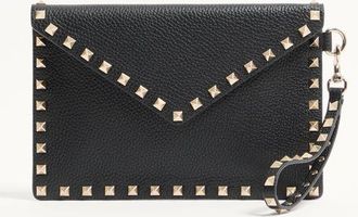 Valentino Garavani Rockstud Grainy Calfskin Pouch Wo