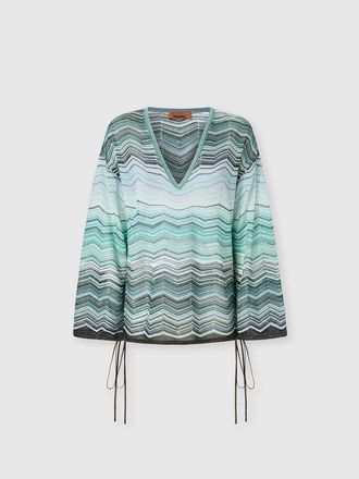Missoni Chevron Lam&eacute; Viscose Blouse With Sequins in Green& Brown at Nordstrom, Size 38 It