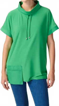 Joseph Ribkoff Cowl Neck Pullover With Pocket In Island Green