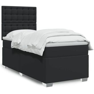 vidaXL Vidaxl - Cama Box Spring Con Colch&oacute;n Cuero Sint&eacute;tico Negro 80x200 Cm