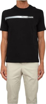 Paul & Shark Zwarte Katoenen T-shirt - Heren - T-shirts - Zwart - L - Katoen - Tops