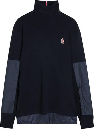 Moncler Panelled Roll-neck Wool-blend Jumper - Navy - Xxl