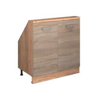 Vicco Armario De Cocina Para Techo Inclinado R-line, Roble Sonoma/goldkraft, 80 Cm Con 2 Puertas, Vicco