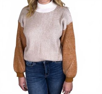 Paper Crane Color Block Knit Sweater In Taupe Multi